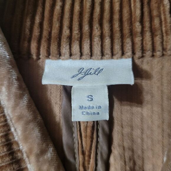 J.Jill Brown Velvet Trim Corduroy Long Blazer Jacket - Picture 3 of 15